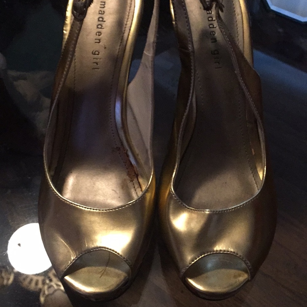 Gold Open Toe Wedges